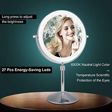SWAWIS Specchio Ingranditore 7X, Specchio Trucco con Luci LED, Specchio da Tavolo Rotazione a 360°, Regolabile in Altezza, per Bagno e Viaggio