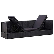 Autoshoppingcenter Divano a 4 Posti Lettino Prendisole in Polyrattan per Giardino Esterno Inclinato 7 Posizioni Nero