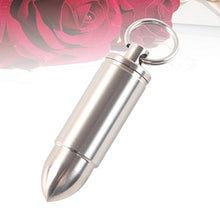 EXCEART Mini Pillola in Acciaio Inox Organizzatore a Forma di Proiettile Scatola di Pillole Impermeabile Portachiavi Porta Pillole Pillola Custodia di Vitamine per Viaggi All'aperto S