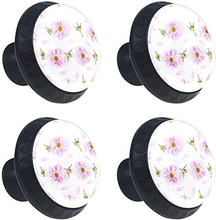 Pink Daisy Petal Flower Beautiful Pomelli per Porta Set di 4 Pomelli per Mobili Manopole per Cassetti Cucina Armadio Vetro