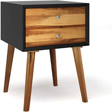 DREAMADE Comodino in Legno con 2 Cassetti, Comodino Piccolo per Camera da Letto, in Stile retrò, Tavolino Multiuso con 4 Gambe per Risparmiare Spazio, 40 x 40 x 59 cm