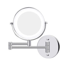 LZNAN - Specchio da trucco a LED doppio, diametro 6,7 pollici, 1 x 5 x regolabile, montaggio a parete regolabile a 360 gradi