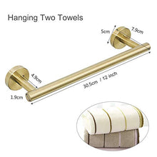 BigBig Home Portasciugamani in oro, porta asciugamani da bagno, supporto da parete in acciaio inox spazzolato da 12 pollici SUS304