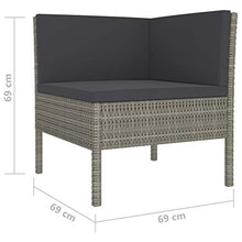 Tidyard Set 4 Pezzi Divani da Giardino Esterno con Cuscini in Polyrattan,Salotto da Giardino in Rattan,Mobili da Giardino in Rattan,Grigio