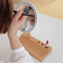 dhcsf Lampada a Specchio a Specchio a soffitto a soffitto in Legno massello con Lampada con Lampada Portatile Portatile Desktop Specchio per vanità Ricaricabile con stoccaggio