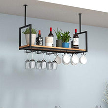 Mensola a soffitto Portabottiglie per Vino da Soffitto Dorato, Ripiani Galleggianti A 1 Livello Scaffale Divisorio in Legno, Forte capacità Portante per Bicchieri da Vino, Facile da Installare