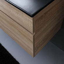 Kiamami Valentina MOBILE BAGNO SOSPESO 100CM QUERCIA NATURALE CON LAVABO NERO OPACO | SOLE