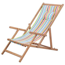 UnfadeMemory Sdraio da Spiaggia Pieghevole Tessuto Telaio Legno Multicolore