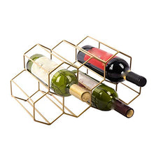 Uniquk Portabottiglie Portabottiglie Indipendente Armadietto Armadietto Controsoffitto Design Geometrico Oro Spazzolato Adatto per Vino Rosso e Bianco-Oro