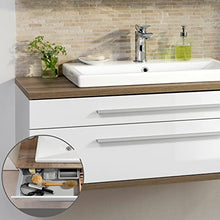 FACKELMANN Set di mobili da bagno Stanford 3 pezzi, con mobiletto sospeso e vasca in ceramica da 110 cm e armadietto a specchio a LED