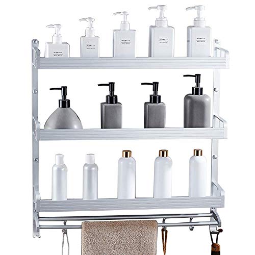 Mensola da bagno, mensola portaoggetti - 3 Tier Bagno Doccia Mensola Rack Caddy in alluminio bagagli for le forniture di cucina con partizione portasciugamani da bagno (Dimensioni: 40 * 14 * 63,5 cent