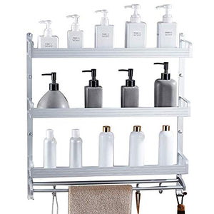 Mensola da bagno, mensola portaoggetti - 3 Tier Bagno Doccia Mensola Rack Caddy in alluminio bagagli for le forniture di cucina con partizione portasciugamani da bagno (Dimensioni: 40 * 14 * 63,5 cent