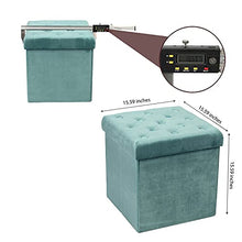 Bonlife Pouf Contenitore Velluto Poggiapiedi Camera da Letto Quadrato Cassapanca Bambini Sgabello di Stoccaggio Comodino Salvaspazio 40x40x40cm Verde