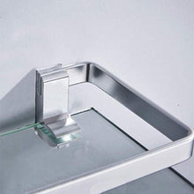 YF-SURINA Mensola per doccia Mensola per bagno in vetro a 1 livello Mensola in vetro temperato spesso Scaffale a parete in alluminio Scaffali per la cucina Foratura 24 pollici Yb C-23,35 cm,35 cm