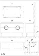 DF-5A Lavabo doppio lavabo design di lusso vanità di marmo 150x85x53 nuovo nero