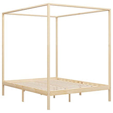 BIGTO - Struttura letto a baldacchino in legno di pino massiccio, per camera da letto, colore: marrone chiaro, 180 x 200 cm