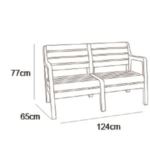 Keter Delano Lounge Set, Set Mobili da Giardino con Divano 2 Posti 2 Poltrone e Tavolino, Cappuccino