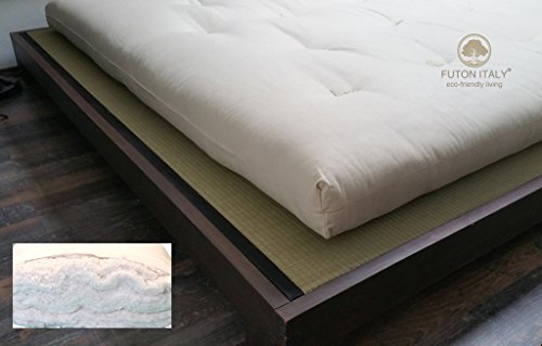 Futon Materasso in puro cotone granella fatto a mano in Italia misura 160 x 200 cm