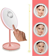WQERLC Specchio a Parete, Specchio per Trucco a Led con 3 Colori Regolabili, Interruttore Touch Screen per Bagno, Camera da Letto, Specchi da Bagno a Parete