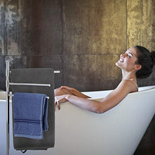 Relaxdays 10022550 Portasciugamani Orientabile Portasalviette da Terra Cromo 3 Bracci Autoportante HxLxP 90 x 44 x 26 cm Argento