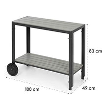 blumfeldt Menorca Roll - Tavolino da Servizio, Carrello con Rotelle, Dimensioni: 100 x 83 x 49 cm (LxAxP), 2 Ripiani, 2 Ruote, Materiale: Alluminio/Polywood, Rivestito a Polveri, Teak