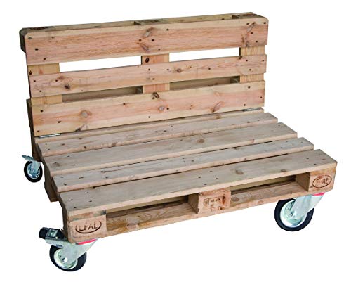Divano divanetto 2 posti con Ruote, in Pallet EPAL per Salotto e Interni -Made in Italy- Naturale, 120x80x78