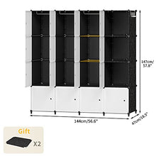 JOISCOPE Armadio Camera da Letto Appendiabiti Portatile, Armadio Guardaroba Componibile con Ante, Armadio Modulare Salvaspazio 16 Cubi