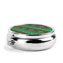 Scatola rotonda per medicina portatile, mini portapillole in metallo, dispenser per pillole tascabili, borsa da viaggio, regalo tribale, etno senza soluzione di continuità
