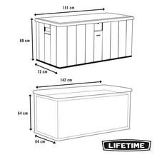 Lifetime Wood grain strutturato in plastica scatola portaoggetti Desert sabbia/grigio, 151 x 72 x 69 cm