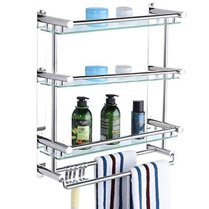 NHLBD Mensola da Bagno, mensola portaoggetti - 3rd Floor Rack Rack for toeletta Non Rust telescopico Shelf Rust-Proof in Acciaio Inox for Il Bagno con portasciugamani (Formato: 50cm) partizione Bagno