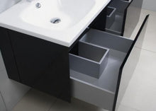 Bagno Italia Mobile Bagno 120cm sospeso lavabo in mineralmarmo moderno nero con specchio contenitore Mobili arredo I