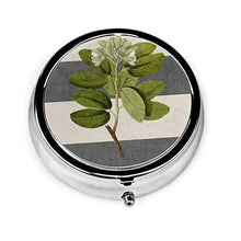 Scatola rotonda per medicina portatile, mini pillole in metallo, dispenser per pillole, borsa da tasca, regalo da viaggio, strisce botaniche