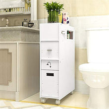 MOODSC igienici armadietto laterale Gabinetto Bagno Mensola Piano per fessure storage rack bagno privato servizi igienici angolo Mensola Locker con ruote da 22 * 48 * 80cm