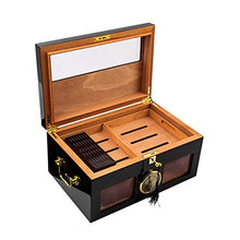 Minmin Cigar Box Legno di Cedro Piano vernice grande capacità di visualizzazione doppio vetro umidificatore Cigar Box di stoccaggio, 375x245x180mm accessori del sigaro (Size : 375x245x180mm)