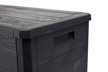 909 OUTDOOR Cassapanca Contenitore 280 L, Baule da Esterno Impermeabile, Panca Contenitore Nera Effetto Legno, Panca da Giardino 117x45x56 cm