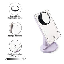 OMLTER Desktop Specchio Trucco con Luci, Indipendente Vanity Mirror con 180° Girevole E Staccabile 10x Ingrandimento Specchio, Unico Lato Bellezza Specchio per Trucco E Rasatura