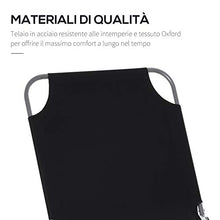 Outsunny Sdraio da Giardino Pieghevole in Metallo e Tessuto Oxford, Lettino Prendisole Traspirante 180x55x24cm Nero