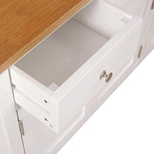 GOTOTOP Mobile Credenza in legno massello 110 x 33,5 x 70 cm Credenza con 3 cassetti e 2 armadietti Cassettiera Bassa Armadio Laterale Mobiletto di Servizio -Bianco e marrone