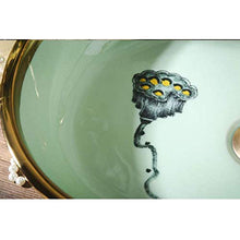 Jgophu, lavabo in ceramica da appoggio, guardaroba, lavabo dipinto a mano, ovale, verde