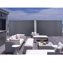 wolketon Doppia Riavvolgibile Tenda Paravento Laterale, Antivento, Protezione Privacy, Protezione Solare, per Balcone, Terrazzo, Giardino, Tendalino per Patio-180 x 600 cm Grigio