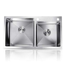 Lavandino Cucina Doppio Lavabo Accessori Cucina Scarico Quadrato Combinazione Acciaio Inox Colore: Argento Dimensioni: 83 * 83 centimetri ZHJING