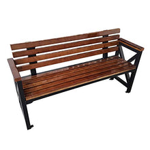Panchina da esterno in ghisa con sedile in legno massello, con schienale, poltrona, panchina per terrazza, sedia a schiera da giardino anticorrosiva e resistente al sole, giardino / veranda / balcon