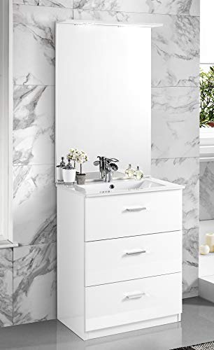 Dafne Italian Design Mobile da bagno con lavabo - Con maniglie cromate, specchio e lavabo. cm. 62 x 47 x 195h. Mobili di altissima qualit�. (STMB)