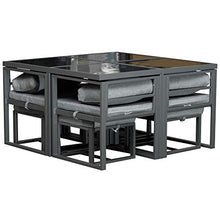 Outsunny Set con Tavolo 4 Sedie e 4 Sgabelli da Giardino, Salotto da Esterno in Alluminio, Grigio
