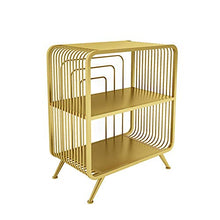 DGHJK Mobili per la casa, Comodino, Camera da Letto, ripiano in Ferro battuto Dorato, scaffale a 2 Livelli, Divano Moda nordica, tavolino, portariviste, 41x30x65 cm