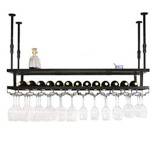 JHGJBJ Appesa Vino Rack Metallo, Altezza 30-60cm Ferro Battuto Supporto di Vetro di Vino Appeso A Doppio Strato Regolabile, con Bottiglia di Vino Trogolo, Rack, Appeso Cremagliera della Tazza
