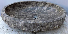 Marblechic - Lavandino in Marmo Grigio maculato Ovale cm 62x41x14 lavabo Stone bucciardato
