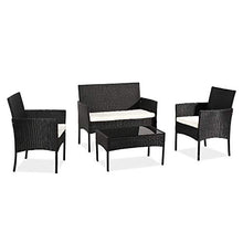 Shuishui - Set di mobili da giardino per soggiorno, balcone, 4 pezzi, colore: Nero