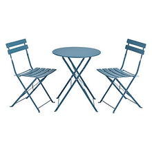[en.casa] Set da Bistrot Composto di 1 Tavolo Rotondo e 2 Sedie Set Mobili Pieghevoli da Giardino/Balcone/Pub/Bar - Turchese