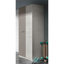 13Casa Mykonos B02 Armadio Anta Battente, Legno ingegnerizzato, Bianco Alpi E Basalto, 90 x 52 x 200 cm